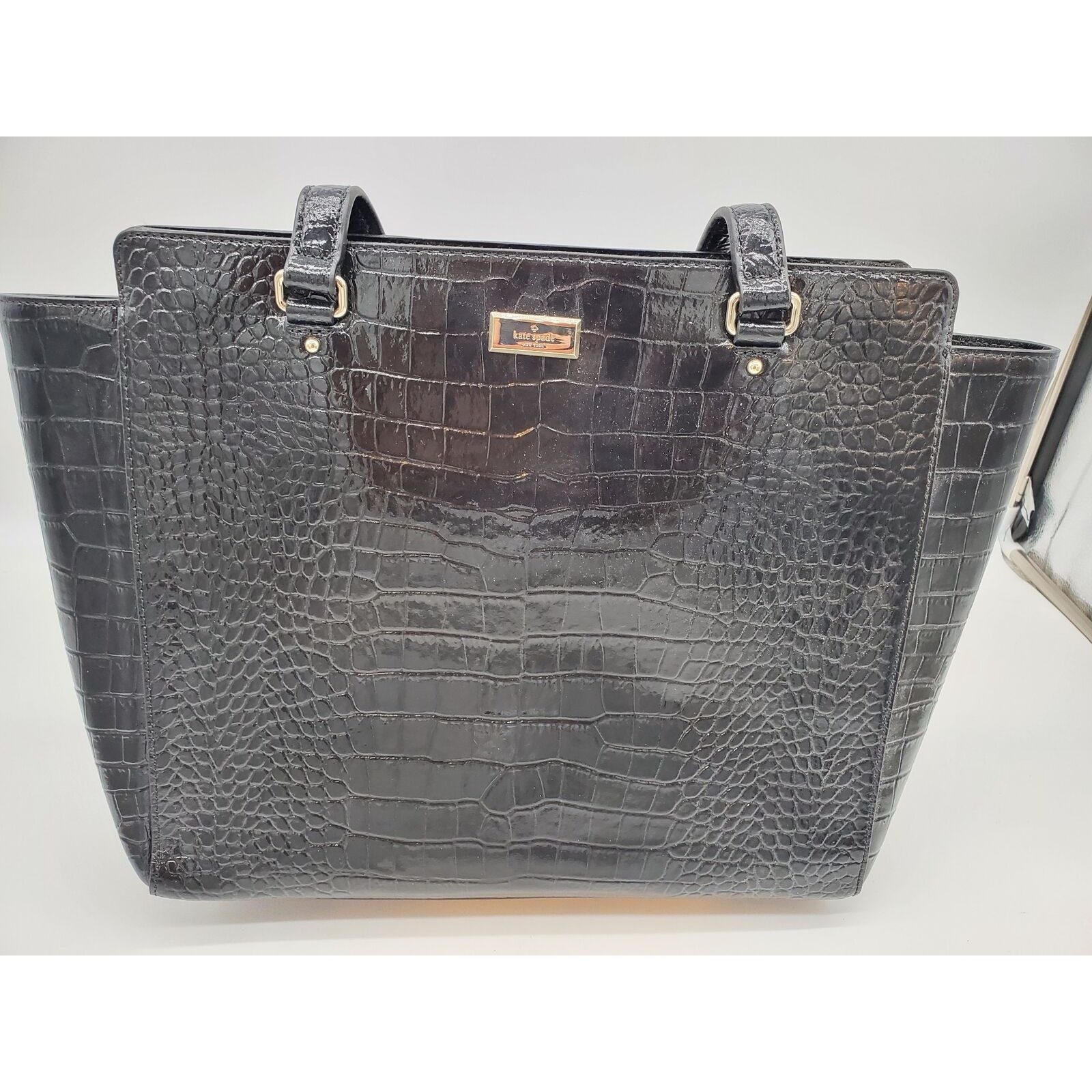 Kate Spade Elissa Wkru4019 Bristol Drive Croc Leather Handbag - Black